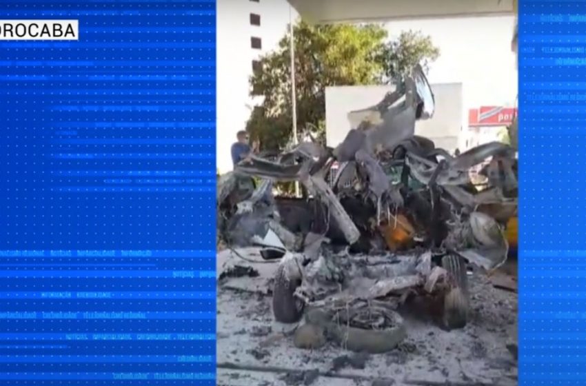  Carro explode em posto de combustíveis em Sorocaba