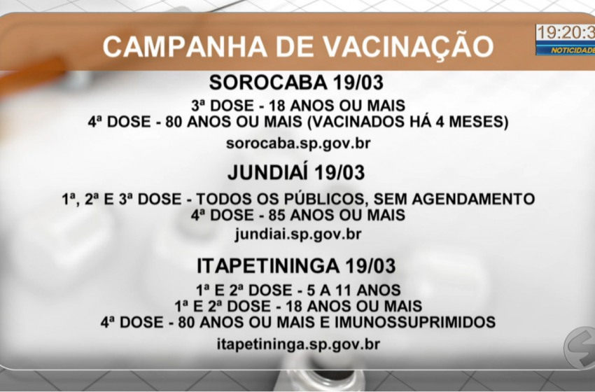  Cidades da região aplicam a 4ª dose da vacina contra a covid-19 no sábado (19)