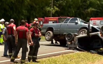 Simulado de acidente é feito para treinar equipes de socorro