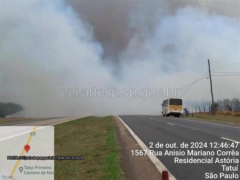 Incêndios afetam tráfego em rodovias da região de Tatuí e Sorocaba