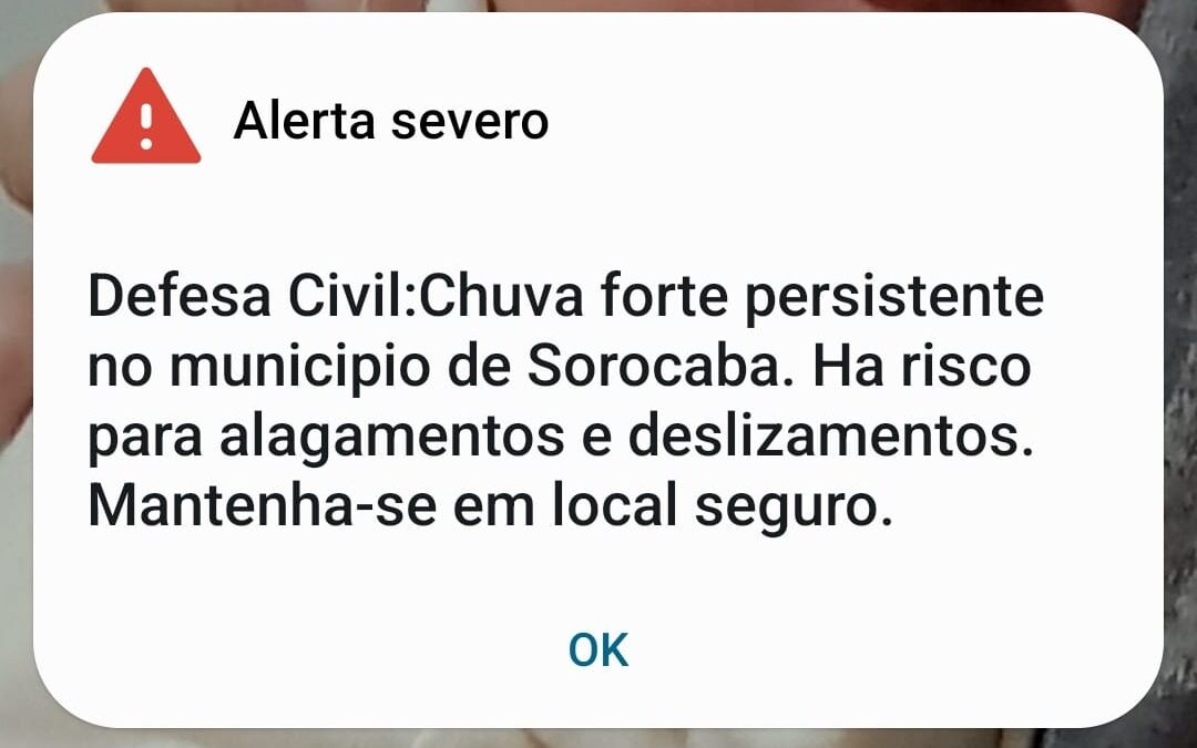 Defesa Civil usa novo sistema para emitir alerta severo de chuva para Sorocaba